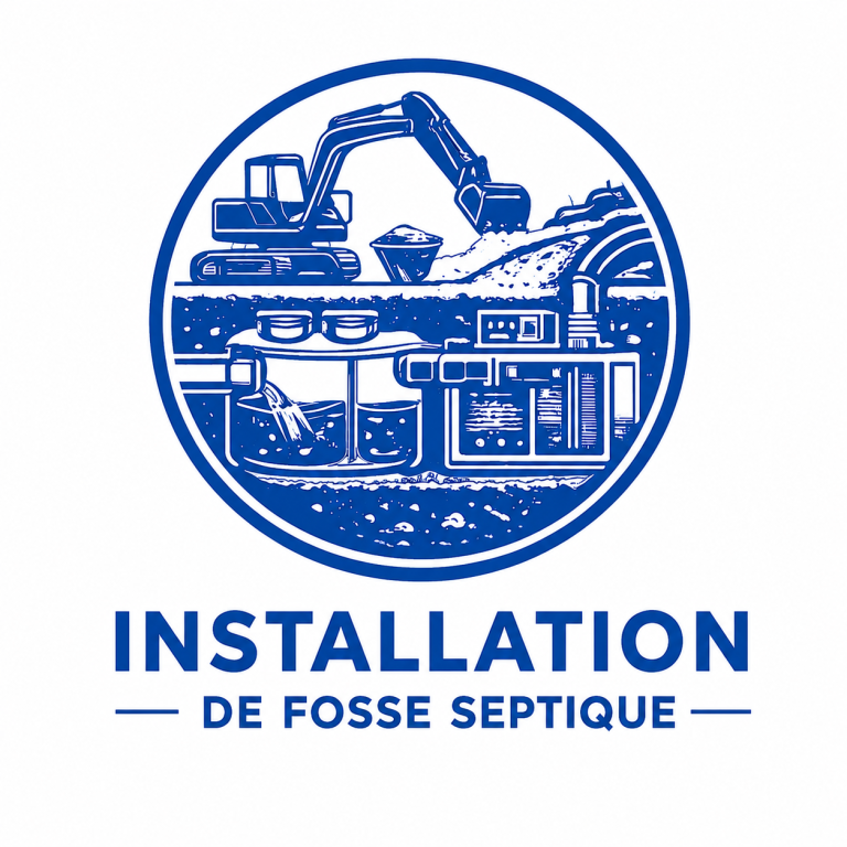 installation fosse septique Beausset Cadière Castellet Evenos Bandol Illustration d'une installation de fosse septique avec excavatrice et micro station d'épuration.